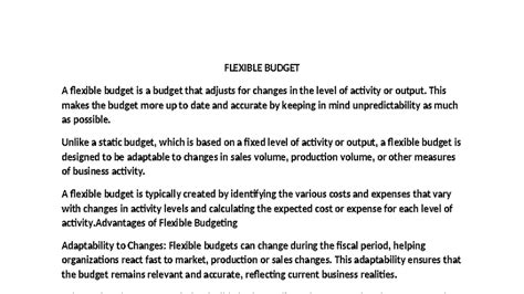 Flexible Budget Overview: Adaptability & Limitations - Studocu