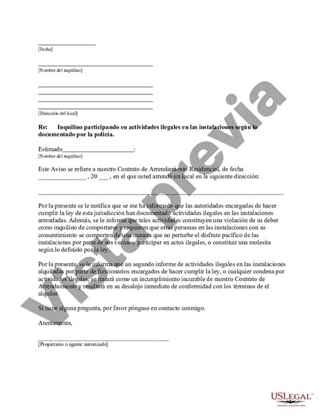 Carta del Propietario al Inquilino sobre la Participación del Inquilino ...