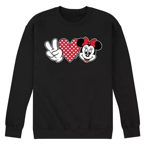 Disney's Minnie Mouse Men's Peace Love Minnie Fleece Sweatshirt