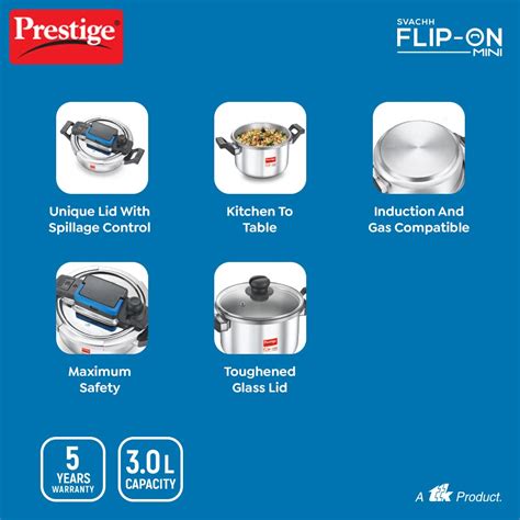 Prestige Svachh FLIP-ON Mini Stainless Steel Pressure Cooker with Glas ...