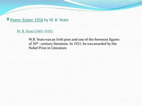 PPT - Analysis of W.B. Yeats' Poem "Easter 1916" at Yeshwantrao Chavan ...