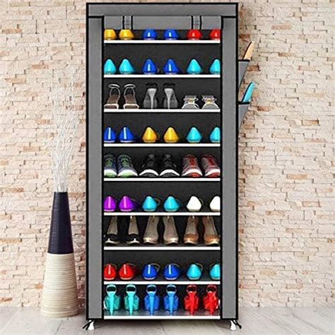Aysis Shoe Racks Multipurpose Portable Folding 9 Tiers Iron and ...