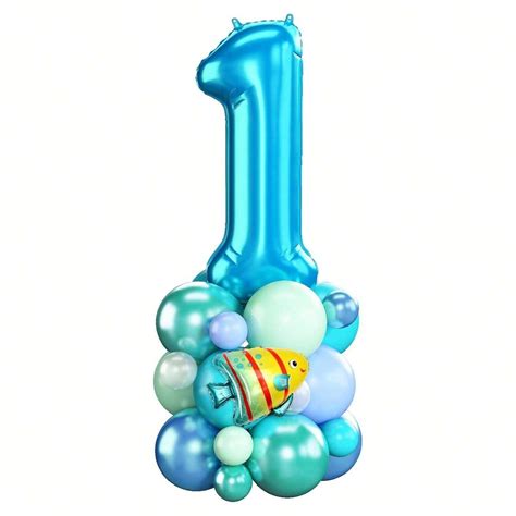 Blue Number Balloon 40 Inch Ocean Under The Sea Number One Foil ...