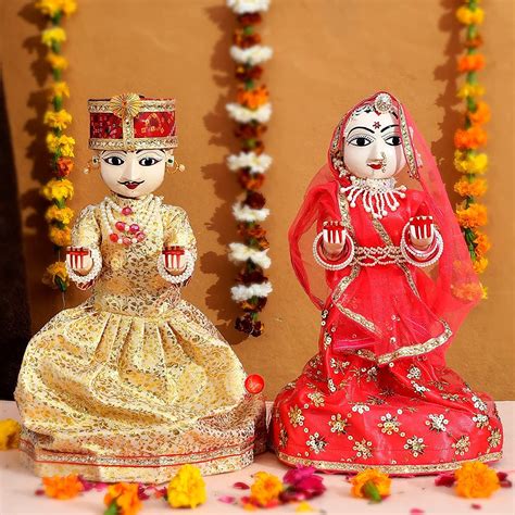 Buy SAUDEEP INDIA 10 Inches Rajasthani Wooden Isar Gangaur Idol for ...