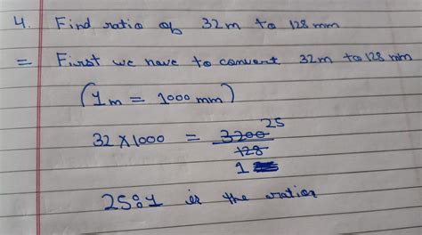 Find the ratio of 32m to 128 mm - Brainly.in
