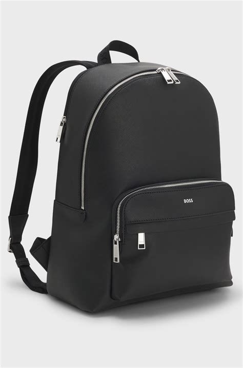 BOSS - Structured backpack with logo trim - Black
