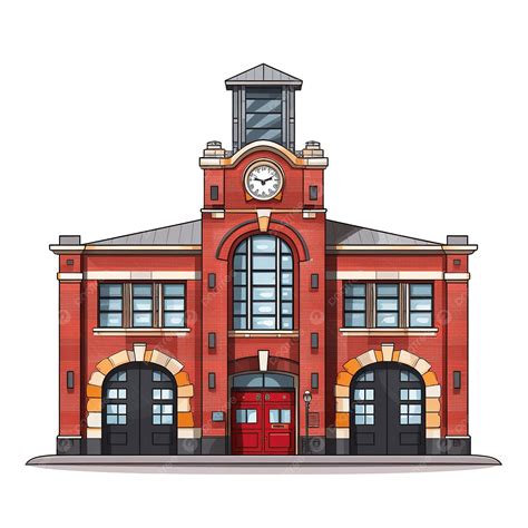 Fire Station Building Vector Illustration Isolated On White Background ...