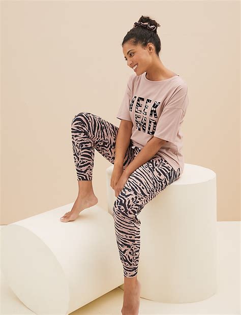 Buy Pure Cotton Pyjama Set With Scrunchie at Marks & Spencer