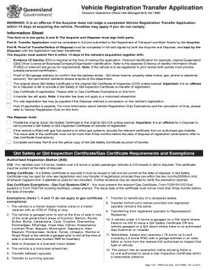 Fillable Online support transport qld gov Vehicle Registration Transfer ...