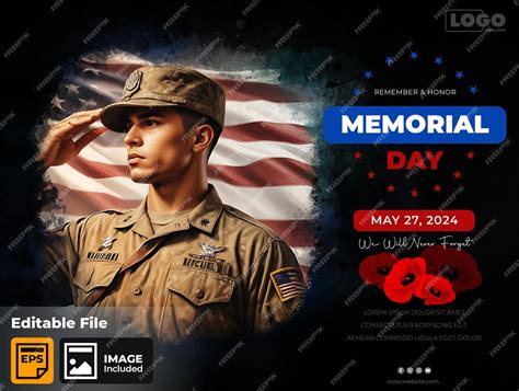 Premium Vector | Memorial Day Post editable template for social media
