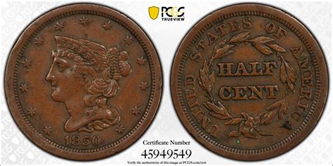 ½ Cent "Braided Hair - Half Cent" - United States - Numista