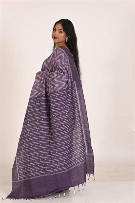 Purple Special Cotton Ikat Saree – living-loom