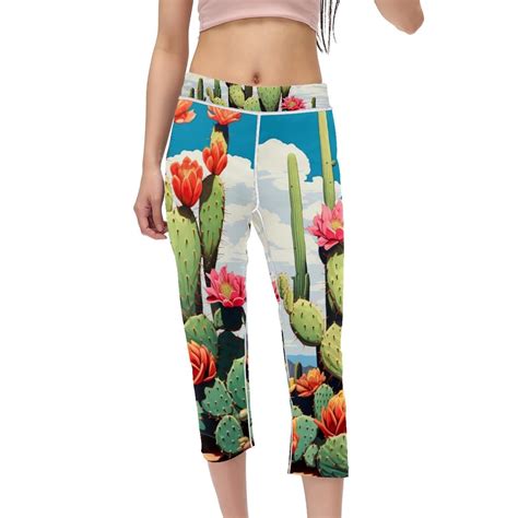 Cactus Women's High Waist Capris Yoga Pants - Not See-Through Printed ...