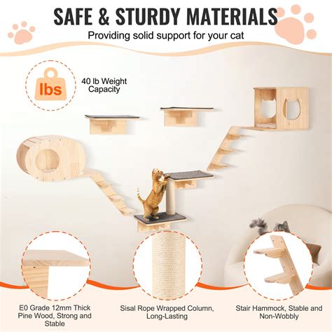 VEVOR Wall Mounted Cat Shelves, Cat Wall Shelves and Perches with ...