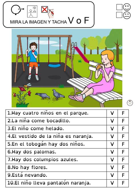 Fichas de Lectoescritura con imágenes Verdadero o falso -Orientacion ...