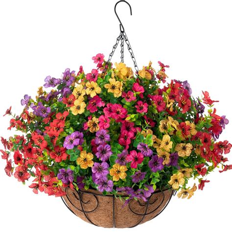 Snapklik.com : HyeFlora Artificial Faux Hanging Plants Flowers Basket ...