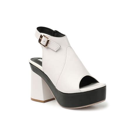 Buy ELLE White Solid Buckle Women Sandals Online