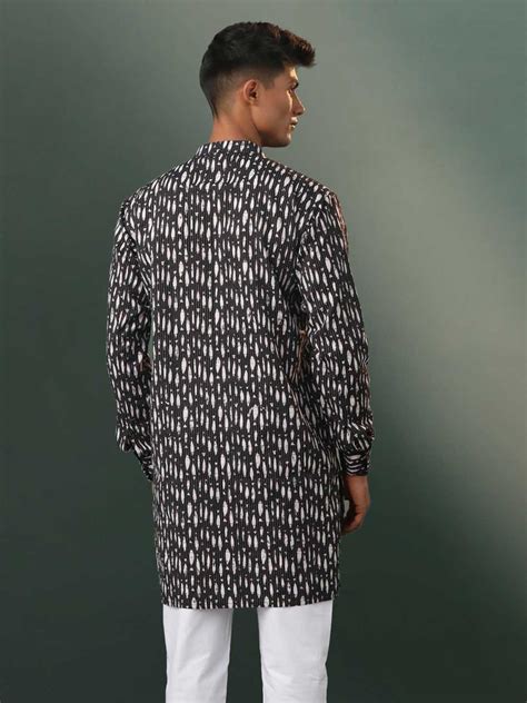Vastramay Men's Black Printed Cotton Kurta – vastramay