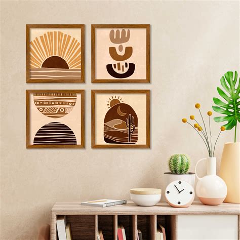Desert Abstract Art Wall Frame Set of Four – Vibecrafts