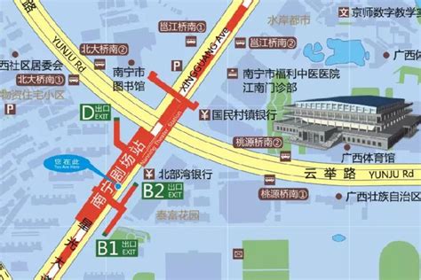 南宁轨道交通2号线各个站点出入口资讯图 - 南宁本地宝
