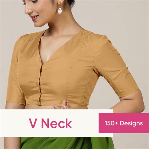 Shop Readymade V Neck Blouses for Women Online in India | Binks
