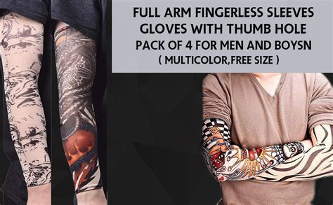 RAPID Tattoo Sleeves Men's Arm warmers (Multicolor,Free Size) Pack of 4 ...