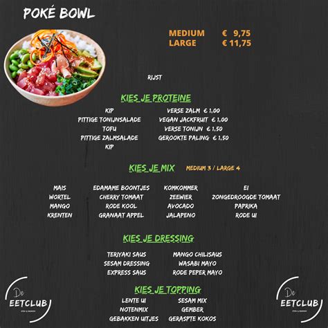 Menu at De eetclub, Assen