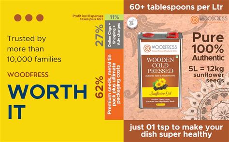 WOODFRESS Cold Pressed Sunflower Oil, Edible Oil 3 litre Cooking oil ...