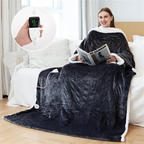 Amazon.com: Spetime Electric Heated Blanket Wearable with Sleeves and ...