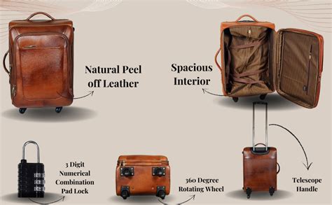 RICHSIGN Leather Accessories 46 Ltrs Tan Leather Pilot Trolley Cabin ...