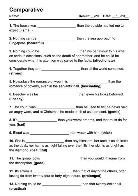 Compraretive Worksheet 的图像结果