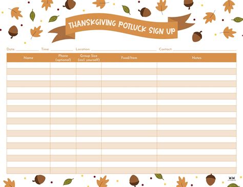Potluck Sign Up Sheets - 74 FREE Sheets | Printabulls