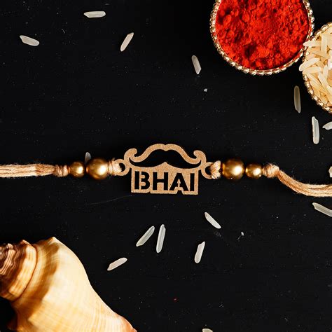 Designer Bhai Rakhi and Roli Chawal Pack - eCraftIndia Online