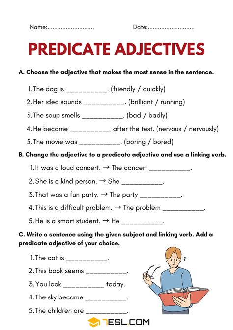 Predicate Adjectives Made Easy: Free Worksheets & Exercises • 7ESL