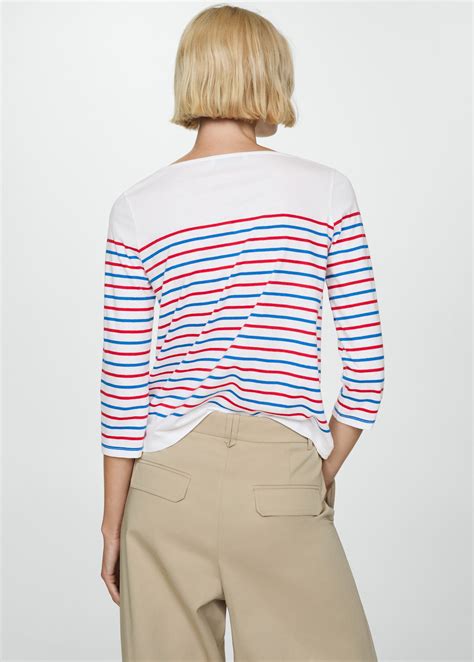 Striped boat-neck t-shirt - Women | MANGO USA