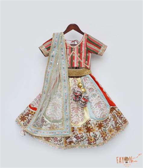 Multi Colour Choli with Printed Lehenga – FayonKids