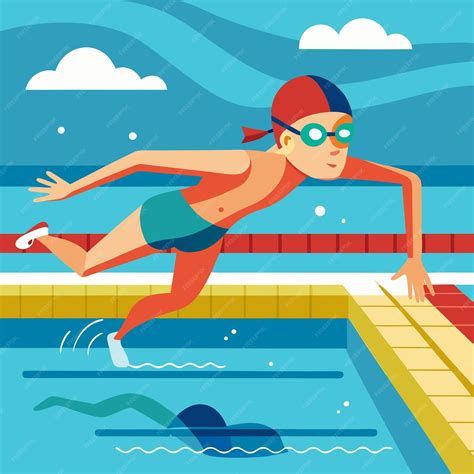 Swimming Player Clip Art Vector Illustration Design | Premium AI ...