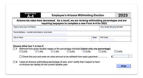 Arizona Form A 4 2023 - Printable Forms Free Online
