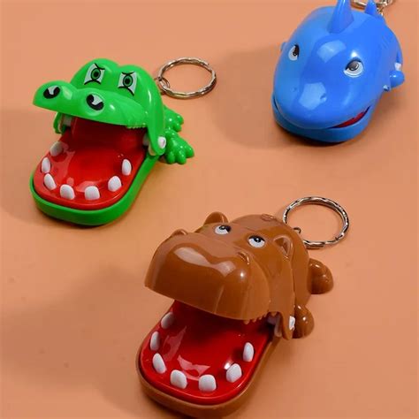 Tricky Finger Trapping Toy Keychain | Alligator | Hippo | Shark ...