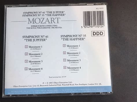 Mozart Symphonies 41 “Jupiter” & 35 “Haffner”. RPO, Enrique Batiz. 1987 ...