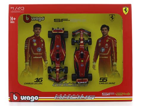 2024 Ferrari SF24 set of 2 cars 1:43 Bburago Formula 1 diecast scale ...