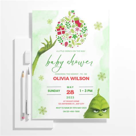 Grinch Baby Shower Invite Template | Grinchmas Whoville Baby Shower In ...