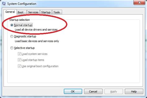 Image result for System Configuration Normal Startup