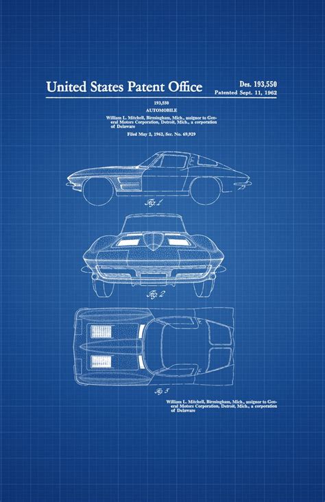 Framable Patent Art the Original Poster Art Print Classic Car Corvette ...