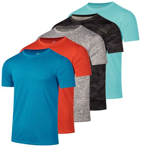 Real Essentials 5 Pack: Men’s Dry-Fit Moisture Wicking Active Athletic ...