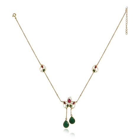 Silver 92.5 Aam Ras Pink & Green Necklace – Unniyarcha