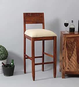 ODEJIA Solid Wood Bar Stool - Honey Oak Finish, Kitchen Breakfast Bar ...