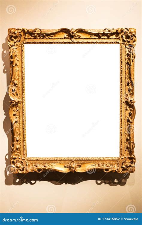 Vertical Vintage Baroque Painting Frame on Wall Stock Photo - Image of ...
