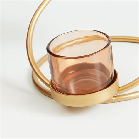 Buy Splendid Dastkari Set of 2 Glass T-Light Holders with Metal Stand ...