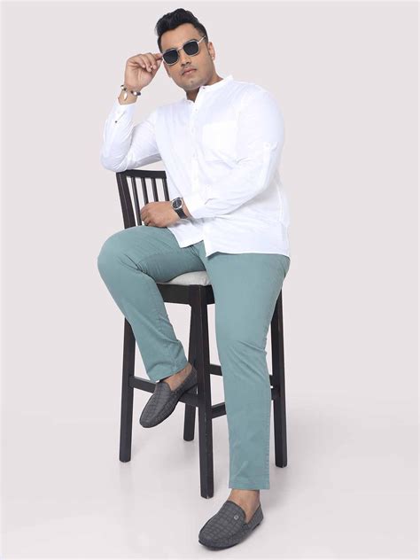 Buy Men Plus Size White Mandarin Collar Cotton Full Shirt Online - Guniaa